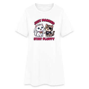 Just Married Stay Fluffy Katzen - Frauen T-Shirt-Kleid - Weiß - Vorne