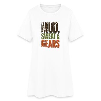 Mud Sweat Gears Gravel - Frauen T-Shirt-Kleid - Weiß - Vorne