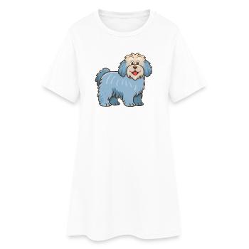 Hellblauer zotteliger Hund (Comic) - Frauen T-Shirt-Kleid - Weiß - Vorne
