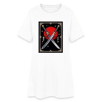 Crimson Sun Doppelklingen - Frauen T-Shirt-Kleid - Weiß - Vorne