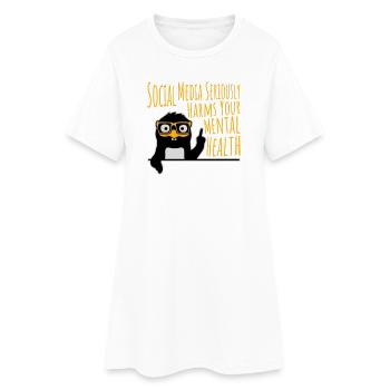 Social Media Seriously Harms Mental Health Penguin - Women’s T-Shirt Dress - white - Front