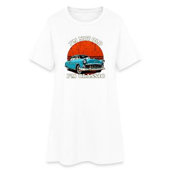 Nicht alt, ich bin ein Oldtimer - Frauen T-Shirt-Kleid - Weiß - Vorne