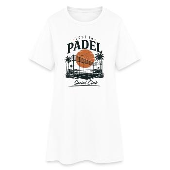 Lost in Padel Social Club | Vintage Padel - Frauen T-Shirt-Kleid - Weiß - Vorne