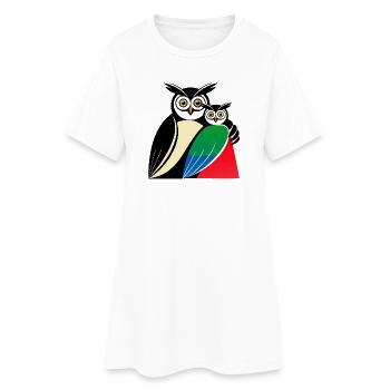Motif hibou - Robe T-shirt Femme - blanc - Devant