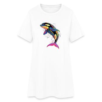 Orca Schwertwal Wal Killerwal Meerestiere Orcas - Frauen T-Shirt-Kleid - Weiß - Vorne