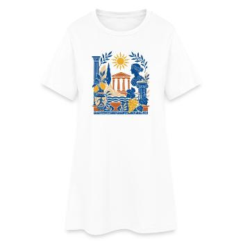 Antike Säulen und Sonne Collage - Frauen T-Shirt-Kleid - Weiß - Vorne