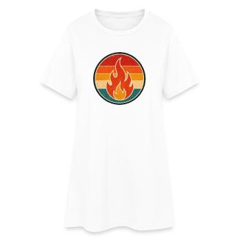 Flame Retro Badge Vintage-Stil Grafik - Frauen T-Shirt-Kleid - Weiß - Vorne