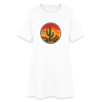 Cactus Retro Badge Vintage-Stil Grafik - Frauen T-Shirt-Kleid - Weiß - Vorne