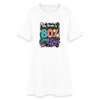 My Brain Is 80% Song Lyrics Music Lovers - Women’s T-Shirt Dress - white - Front