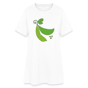Grüne Erbsenschote Silhouette - Frauen T-Shirt-Kleid - Weiß - Vorne