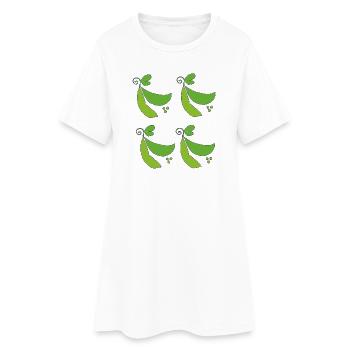 Erbsen schoten - Frauen T-Shirt-Kleid - Weiß - Vorne
