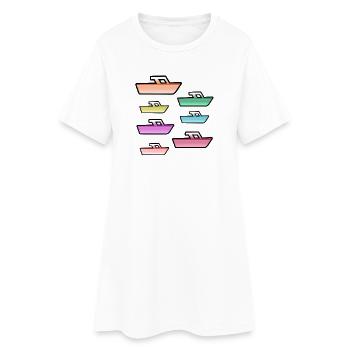 Motorboote - Frauen T-Shirt-Kleid - Weiß - Vorne