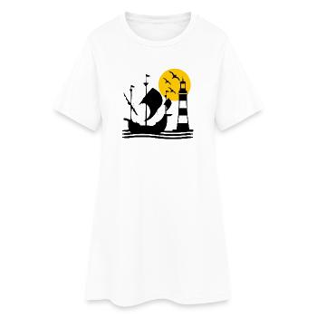 Segeln - Frauen T-Shirt-Kleid - Weiß - Vorne
