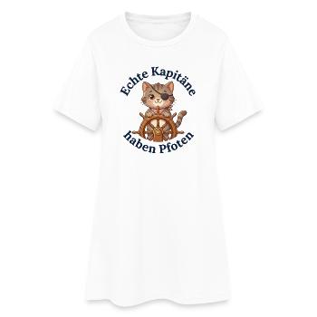 Echte Kapitäne haben Pfoten - Frauen T-Shirt-Kleid - Weiß - Vorne