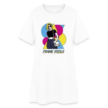 Femme Fatale Pop Art - Frauen T-Shirt-Kleid - Weiß - Vorne