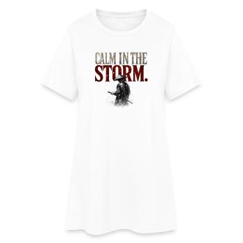 Ruhe im Sturm – Stoische Denkweise des Samurai Ronin - Frauen T-Shirt-Kleid - Weiß - Vorne