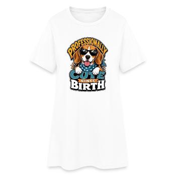 Beagle - Frauen T-Shirt-Kleid - Weiß - Vorne