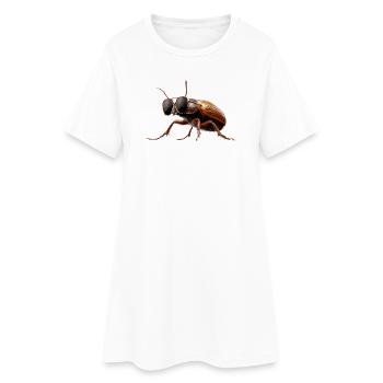Chatte-coq, Mignon scarabée cerf, Scarabée rhinocéros, Insectes - Robe T-shirt Femme - blanc - Devant