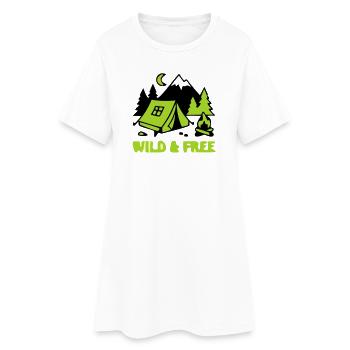 Camping Zelt Natur Grafik - Frauen T-Shirt-Kleid - Weiß - Vorne