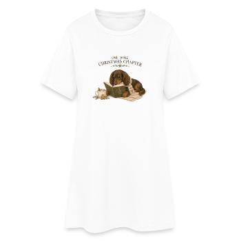 Lire encore un Chapitre de Noël, Teckel - Robe T-shirt Femme - blanc - Devant