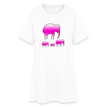 Elefanten - Frauen T-Shirt-Kleid - Weiß - Vorne