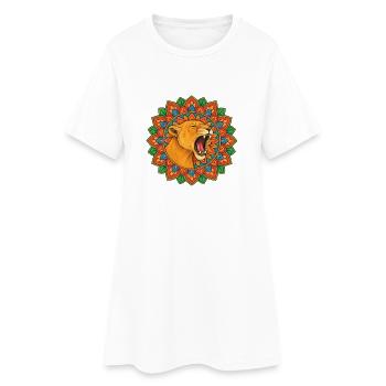 Loewin die bruellt im Mandala - Frauen T-Shirt-Kleid - Weiß - Vorne