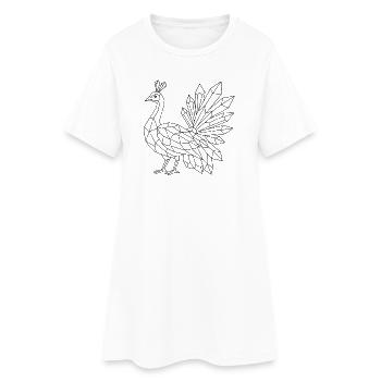 Kristall Pfau zum ausmalen - Frauen T-Shirt-Kleid - Weiß - Vorne