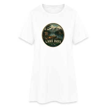 Lake Days Vintage-Abenteuergrafik - Frauen T-Shirt-Kleid - Weiß - Vorne