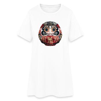 Geometrische Daruma Muster Origami Daruma  - Frauen T-Shirt-Kleid - Weiß - Vorne
