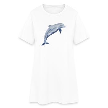 Delfin Glückssprung - Sonja von Staden - Frauen T-Shirt-Kleid - Weiß - Vorne