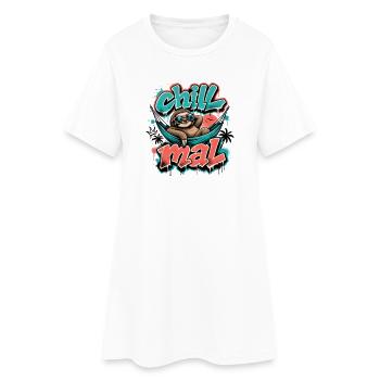 Chill Mal  Cooles Faultier Graffiti Design - Frauen T-Shirt-Kleid - Weiß - Vorne