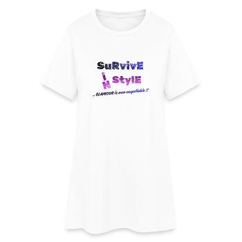 Überleben Sie im Stil | Glamour ist nicht verhandelbar - Frauen T-Shirt-Kleid - Weiß - Vorne