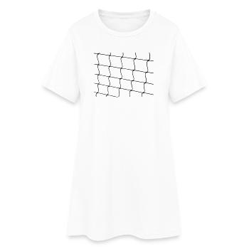 Netz aus Strick mit Knoten - Frauen T-Shirt-Kleid - Weiß - Vorne