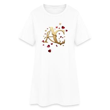 Goldenes Monogramm AC mit Herzen - Frauen T-Shirt-Kleid - Weiß - Vorne