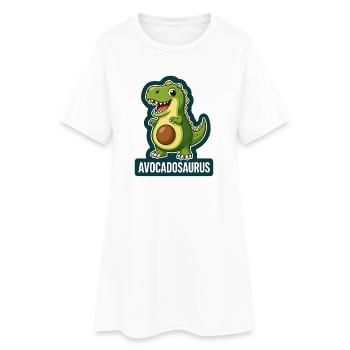 Niedlicher Avocadosaurus Dinosaurier T-Rex - Frauen T-Shirt-Kleid - Weiß - Vorne