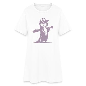 Otter Baseball Silhouette - Frauen T-Shirt-Kleid - Weiß - Vorne
