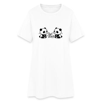 Real Love - Panda Pärchen - Frauen T-Shirt-Kleid - Weiß - Vorne