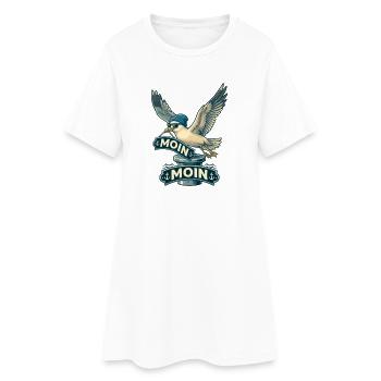 Coole Möwe Moin Moin Norddeutschland - Frauen T-Shirt-Kleid - Weiß - Vorne