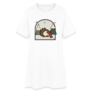 Schlafender Igel in Waldlandschaft - Frauen T-Shirt-Kleid - Weiß - Vorne