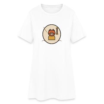 Schlafende Katzenkreis-Abzeichen - Frauen T-Shirt-Kleid - Weiß - Vorne
