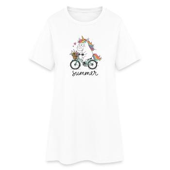Unicorn on the bike - Women’s T-Shirt Dress - white - Front