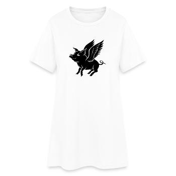 Fliegendes Schwein mit Flügeln - Frauen T-Shirt-Kleid - Weiß - Vorne