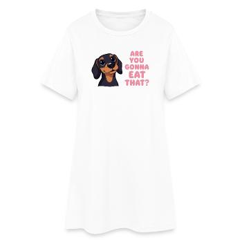 Tu vas manger cet humour de teckel ? - Robe T-shirt Femme - blanc - Devant