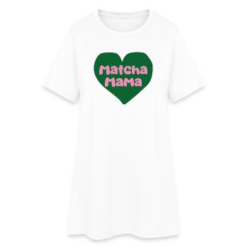 Matcha Mama Herz Design - Frauen T-Shirt-Kleid - Weiß - Vorne