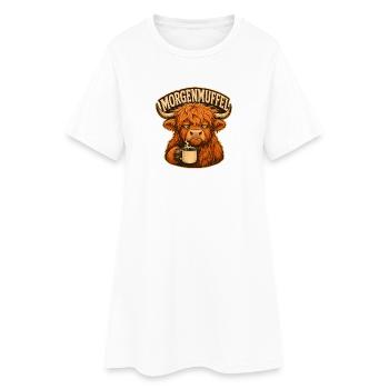 Morgenmuffel Kuh mit Kaffee - Frauen T-Shirt-Kleid - Weiß - Vorne