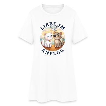 Liebe im Anflug - Frauen T-Shirt-Kleid - Weiß - Vorne