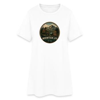 Mountain Life Vintage-Abenteuer-Grafik - Frauen T-Shirt-Kleid - Weiß - Vorne