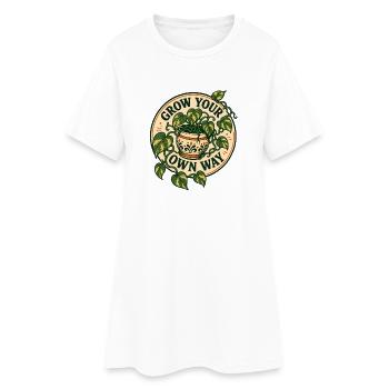 Grow Your Own Way – Pothos Pflanzen Spruch - Frauen T-Shirt-Kleid - Weiß - Vorne