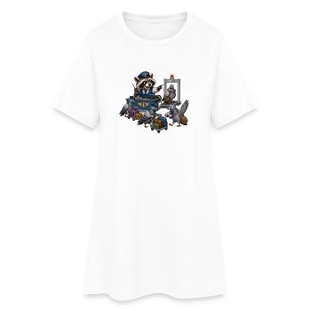 Waschbär kontrolliert Tauben am Flughafen Chaos - Frauen T-Shirt-Kleid - Weiß - Vorne