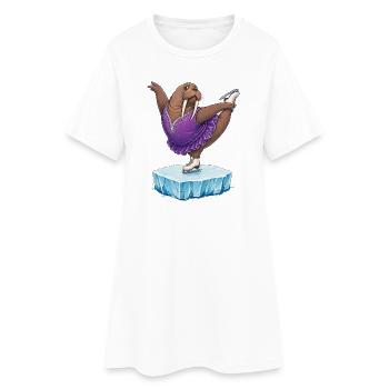 Walross als Eiskunstläuferin auf Eisscholle Kür - Women’s T-Shirt Dress - white - Front